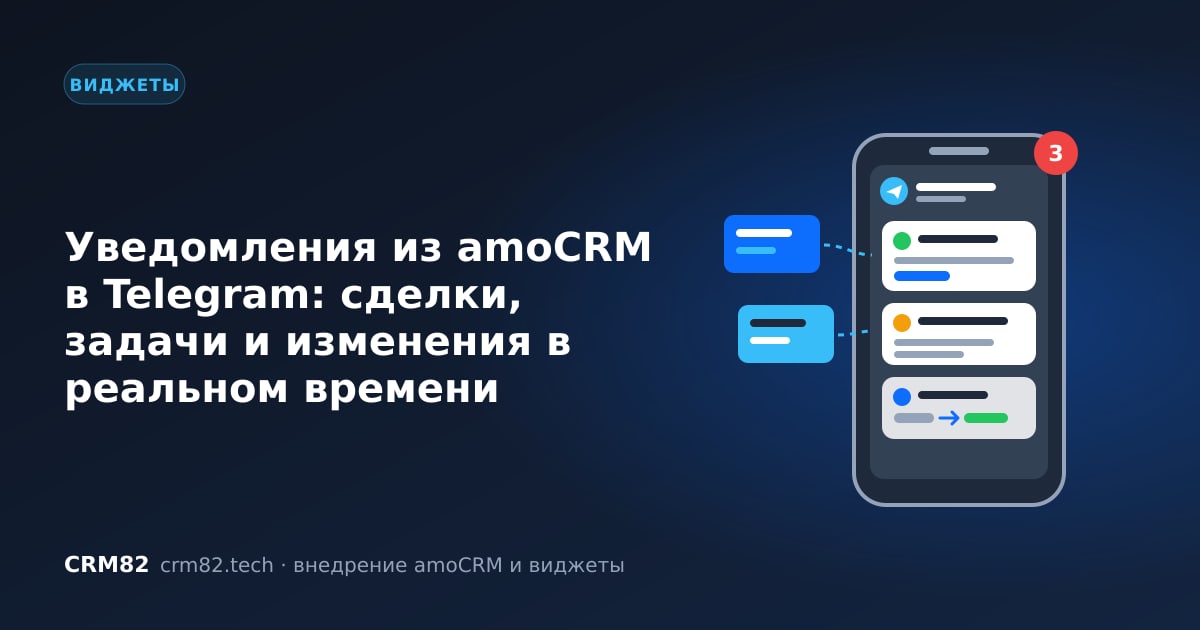 Уведомления из amoCRM в Telegram: новая сделка и задача приходят в чат менеджера
